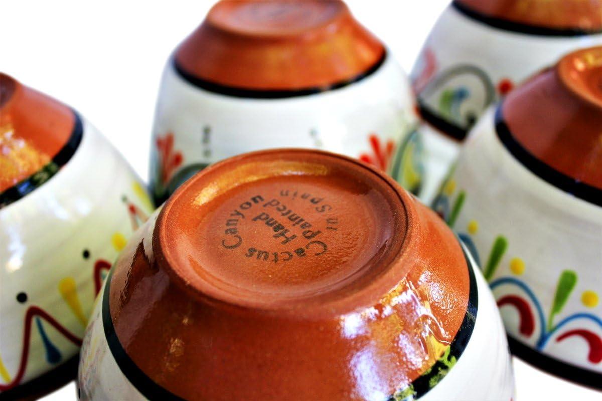 Terracotta White Breakfast Bowls, Set of 5 - Hand Painted From Spain