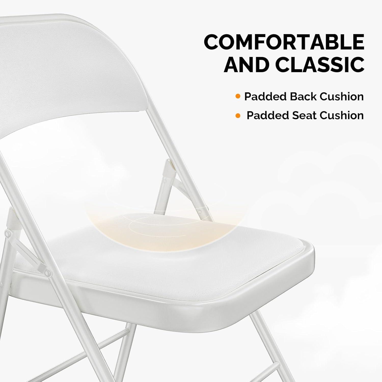 SUGIFT Plastic Folding Chair 350lb Capacity Seat Set of 10, White