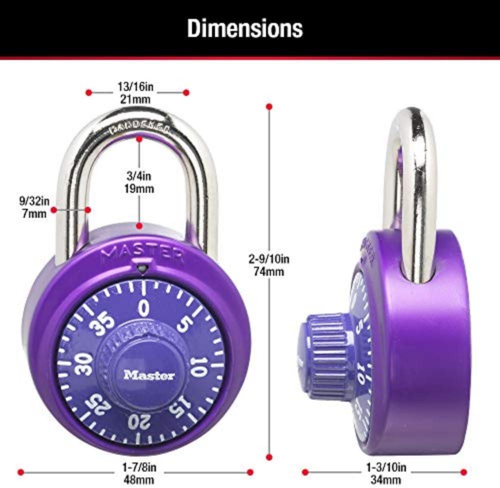 Master Lock Padlock 1530DCM Combination Dial with Aluminum Cover, 1-7/8in (48mm) Wide, Assorted Colors