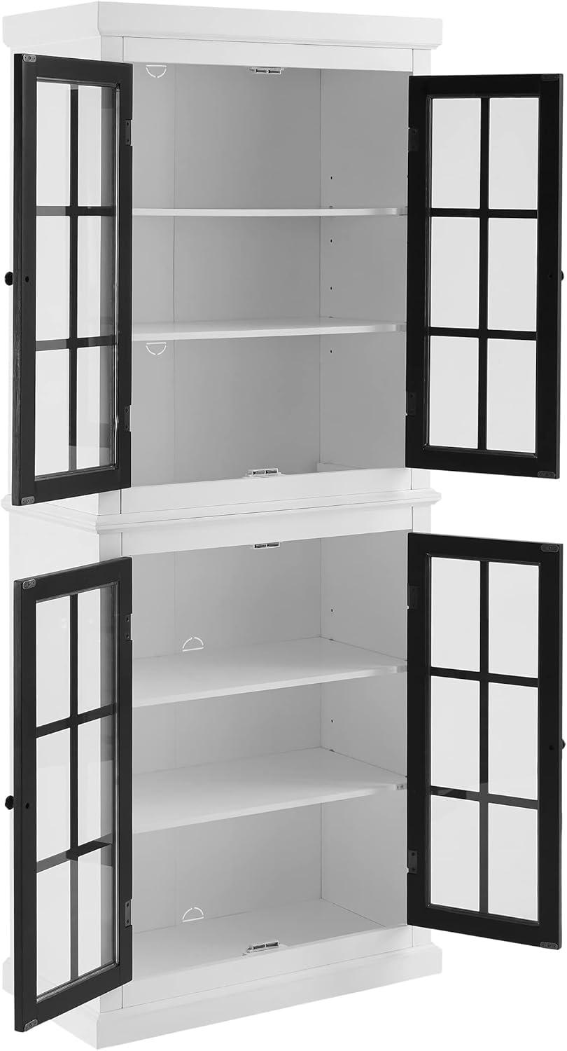 Cecily Tall Storage Pantry White/Matte Black - Crosley: French Country Style, 2 Adjustable Shelves