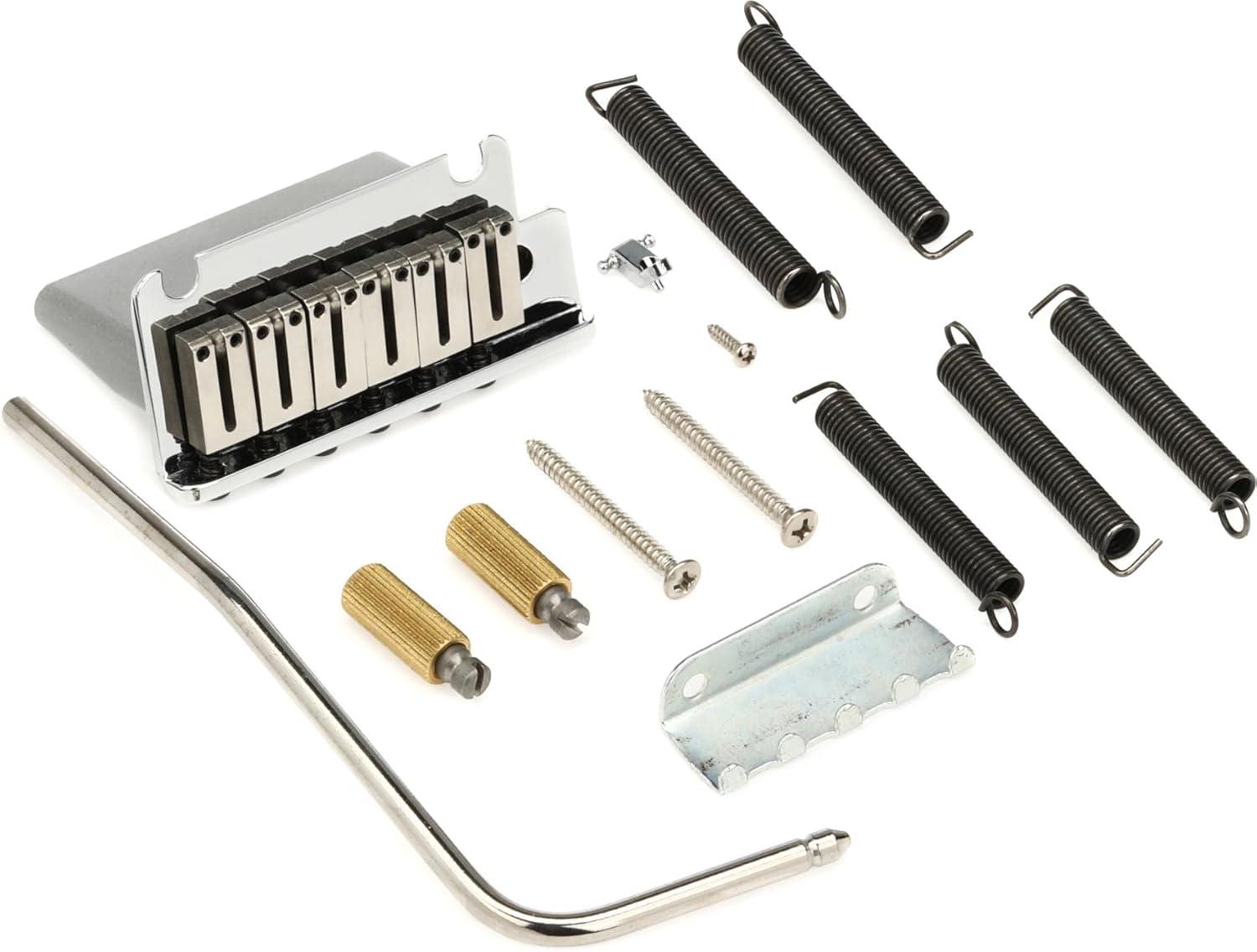 Modern Polished Steel Tremolo Bridge Assembly for Electric Guitar