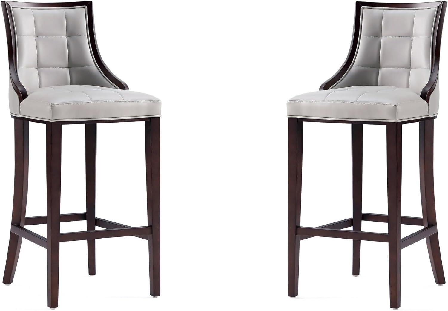 Set of 2 Fifth Avenue Upholstered Beech Wood Faux Leather Barstools - Manhattan Comfort