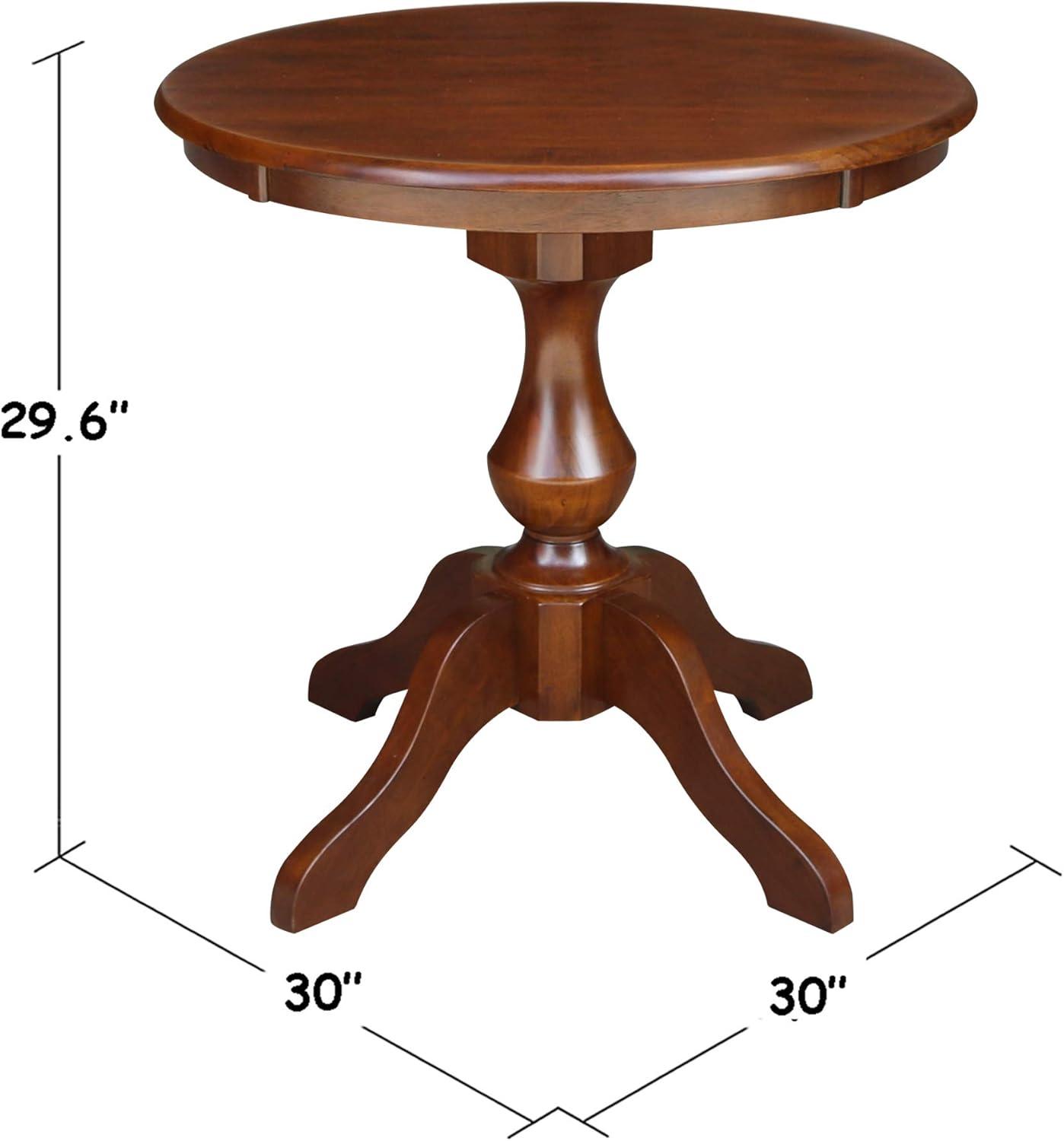 Espresso French Country Round Wood Pedestal Dining Table, Seats 4