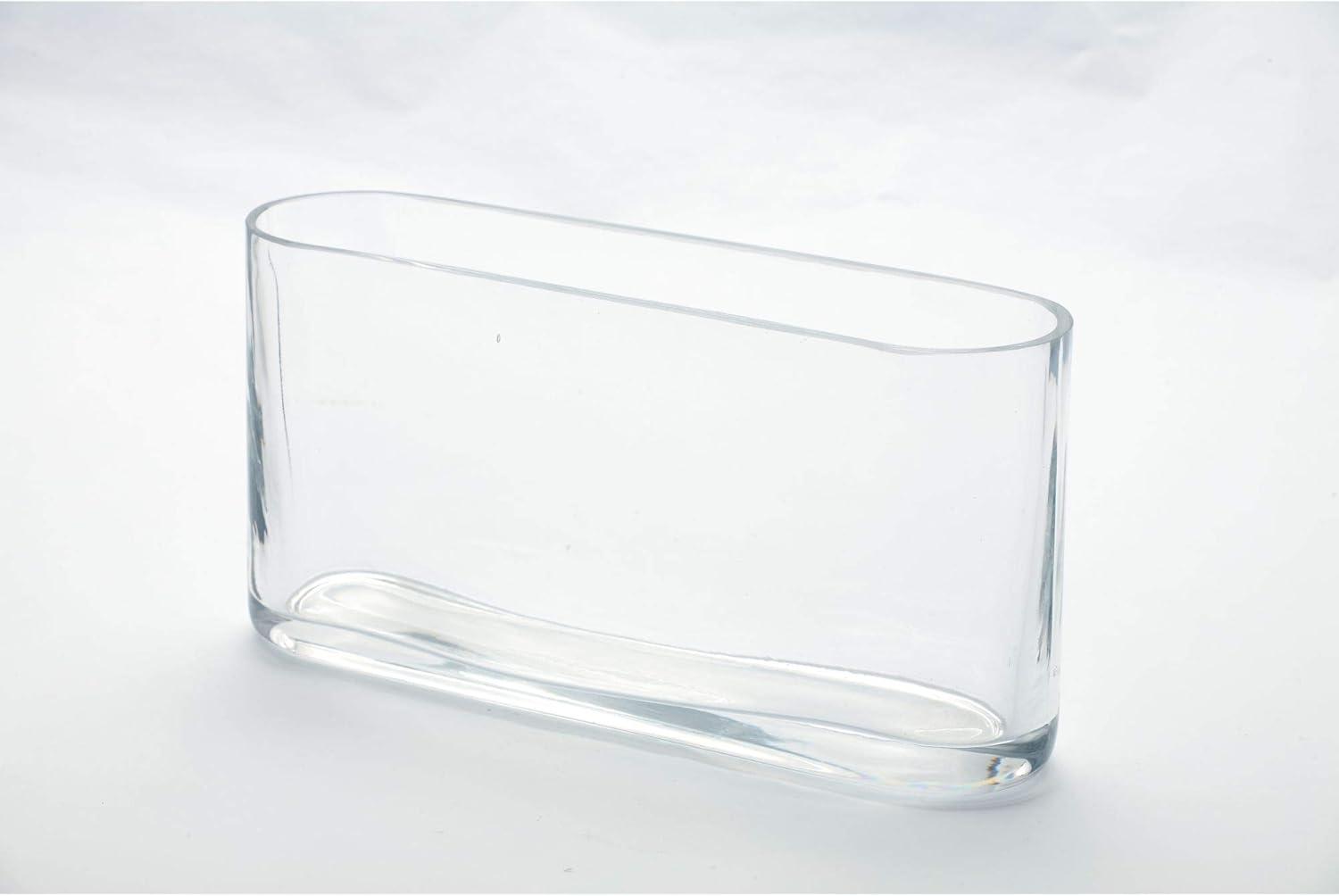 Elegant Oval Glass Vase for Fresh Bouquets and Decor