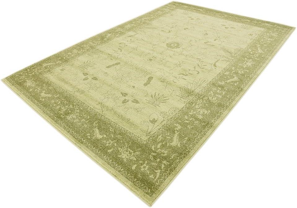 Unique Loom 6' 1 x 9' 0 Light Green La Jolla Floral Area Rug