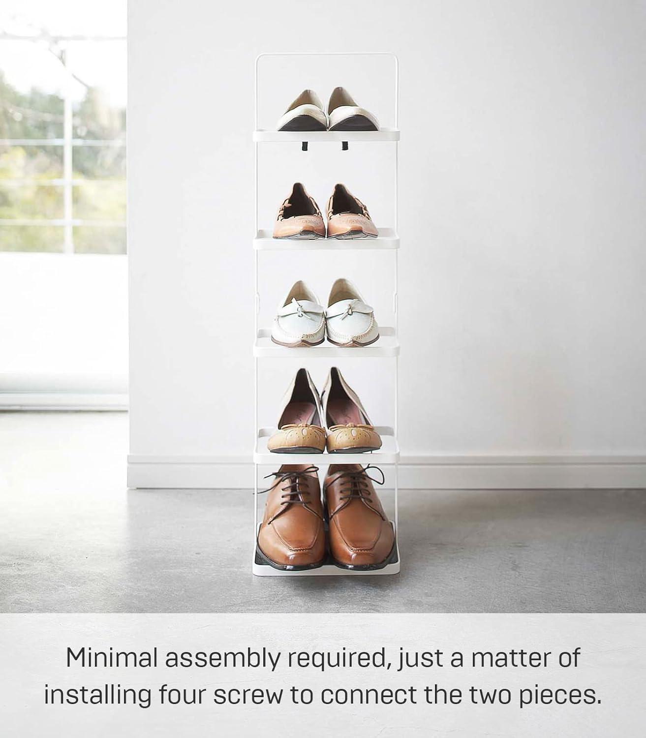 Yamazaki Home Steel Upright 5 Pair Shoe Rack with Handle