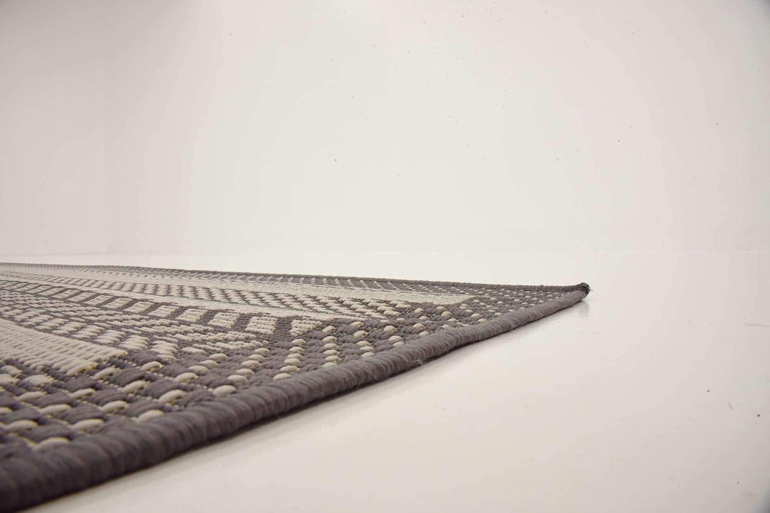 Unique Loom Outdoor Border Collection Area Rug - Lines (6' 1" Square Gray/Silver)