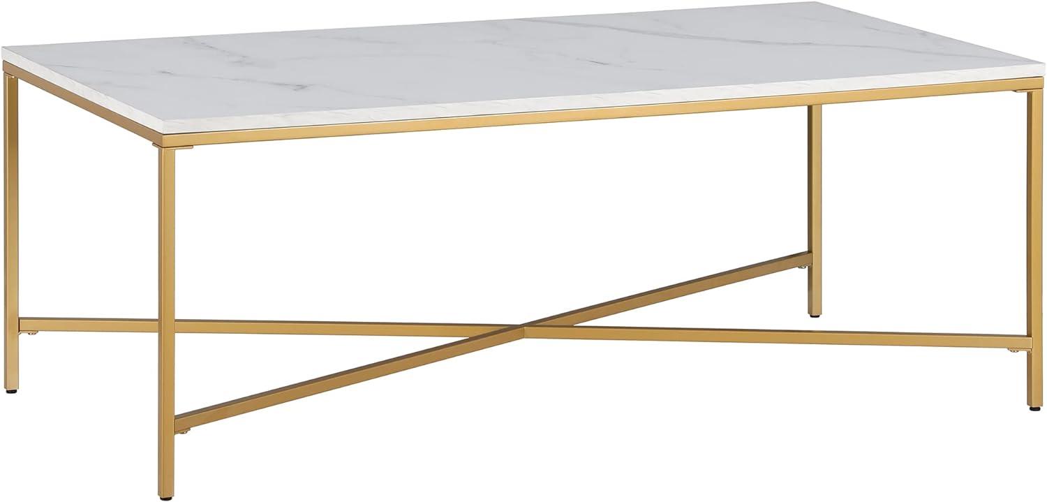 47.63 Inches Brass/Faux Marble Metal Coffee Table - Henn&Hart