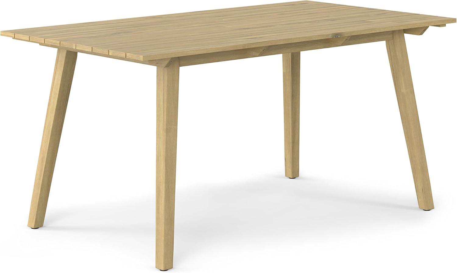 Kona 65 inch Wide Contemporary Outdoor Dining Table in Light Teak