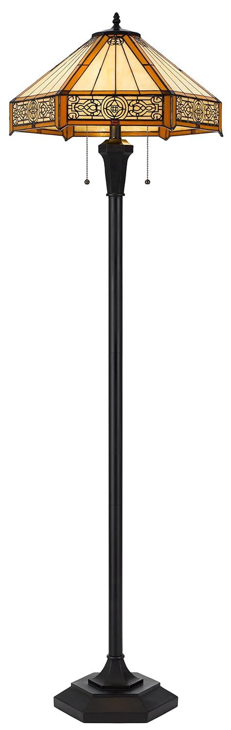 Cal Lighting 60W X 2 Metal/Resin Tiffany Table Lamp With Pull Chain Switches