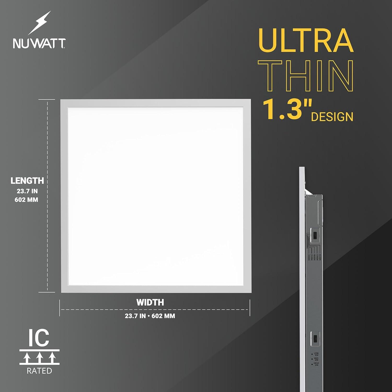 NUWATT NUWATT 4 Pack 1x4 LED Drop Ceiling Flat Panel Troffer Light, Wattage & Color Selectable 40W/30W/20W, CCT 3000K/3500K/4000K/5000K/6500K, 4400LM, 0-10V Dimmable Backlit Fixture, 120V-277V, ETL Listed