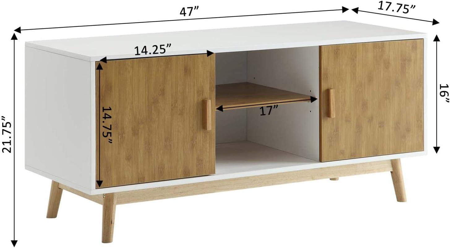 Convenience Concepts Oslo TV Stand in White and Bamboo Wood Finish