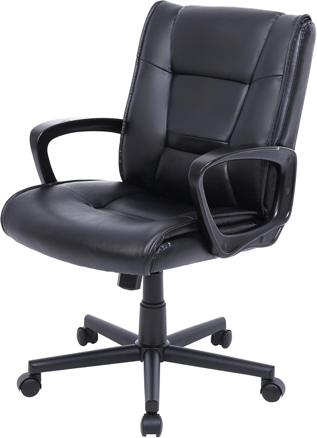 Rezzi Black Vegan Leather Mid-Back Manager Chair