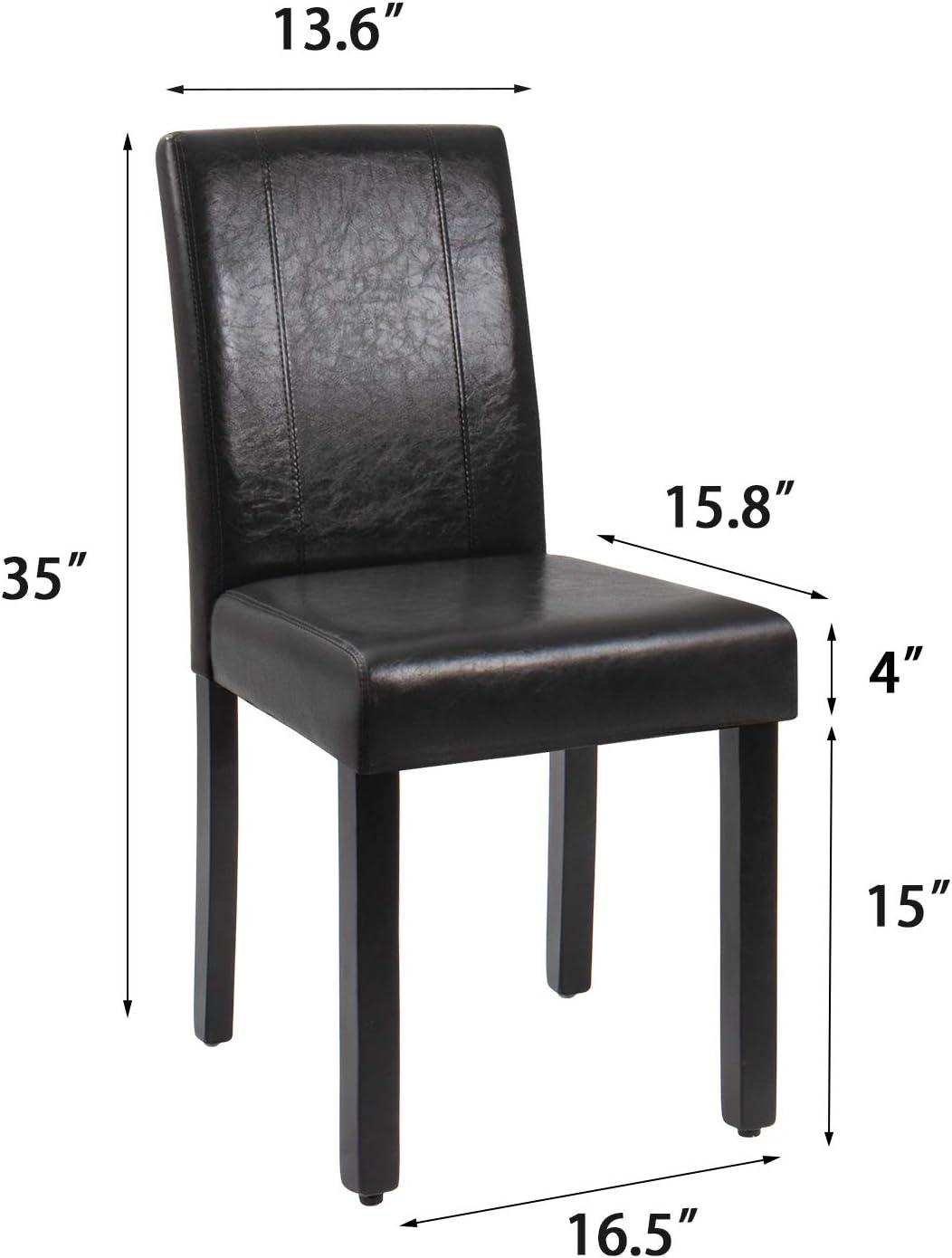 JUMMICO Dining Chair PU Leather Living Room Chairs Modern Kitchen Armless Side Chair with Solid Wood Legs Set of 4(Grey)