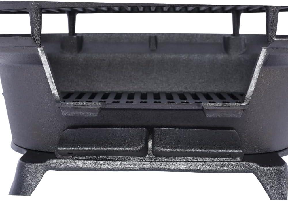 Cast Iron Hibachi Grill – Portable Charcoal BBQ for Outdoor Cooking, Durable Tabletop Skillet, Compact Camping Charcoal Cooker for Tailgating, Picnics & Hunting (Oval)