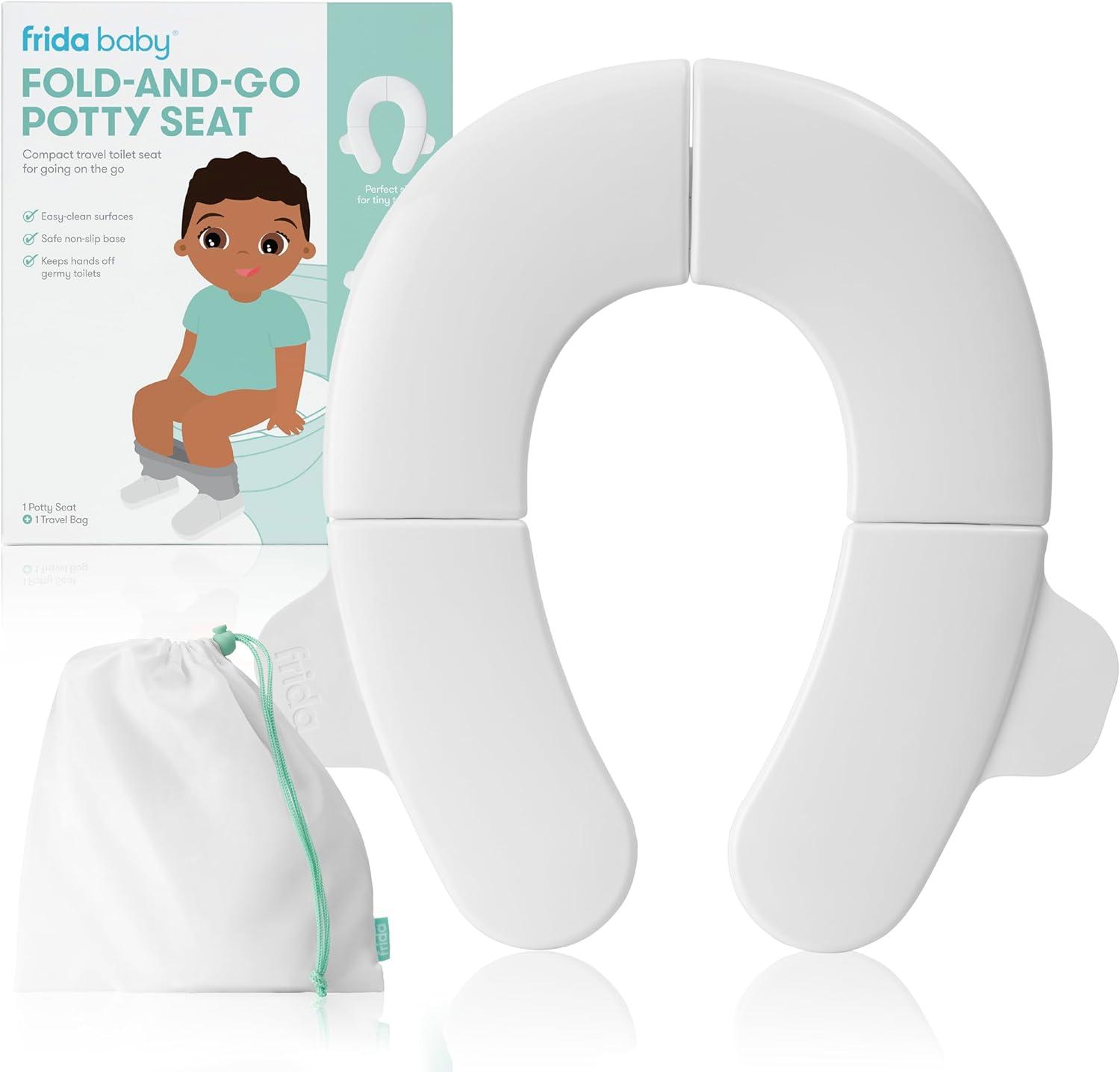 Frida Baby Fold and Go Potty Training Toilet Seat with Bag, Travel Potty Seat Solution