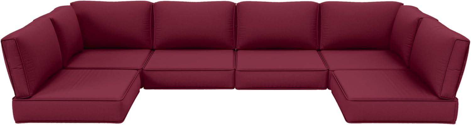 Kimunuk 14 Piece Outdoor Furniture Replacement Cushions, 5" Foam Foam High-Density, Fits 6-Seat Sectional Rattan Conversation Set, Patio Water-Resistant Sofa Cushions, Light Grey