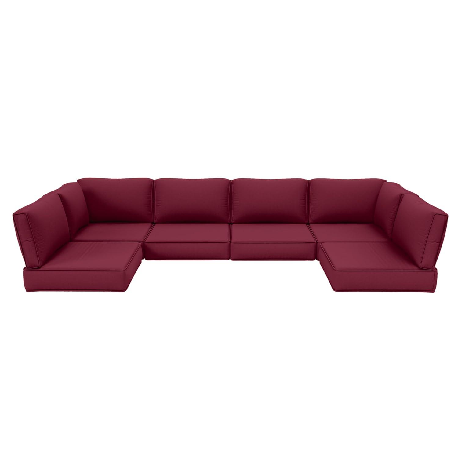 Kimunuk 14 Piece Outdoor Furniture Replacement Cushions, 5" Foam Foam High-Density, Fits 6-Seat Sectional Rattan Conversation Set, Patio Water-Resistant Sofa Cushions, Light Grey