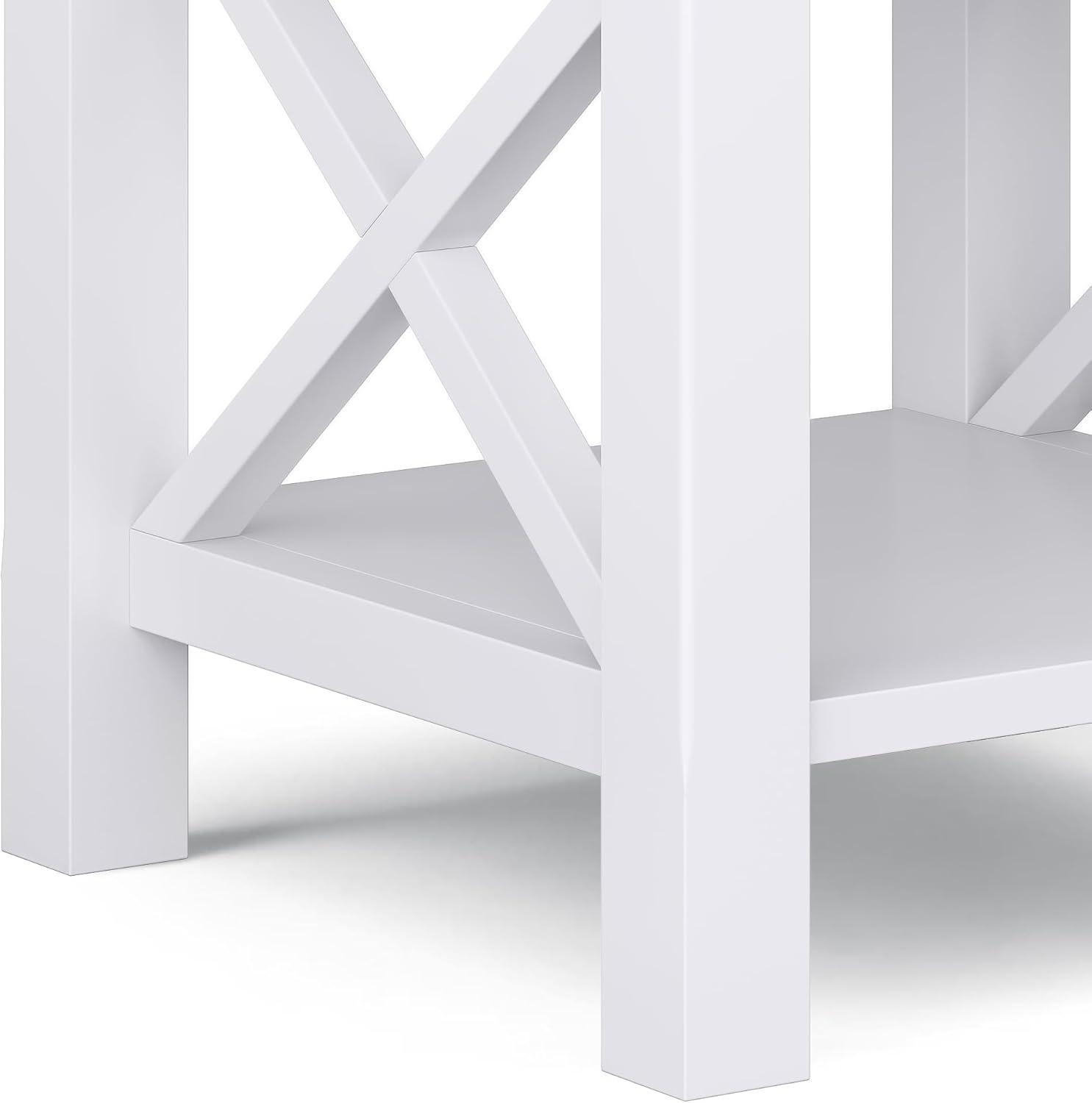 Simpli Home Kitchener 21" Square Contemporary Solid Wood End Table in White