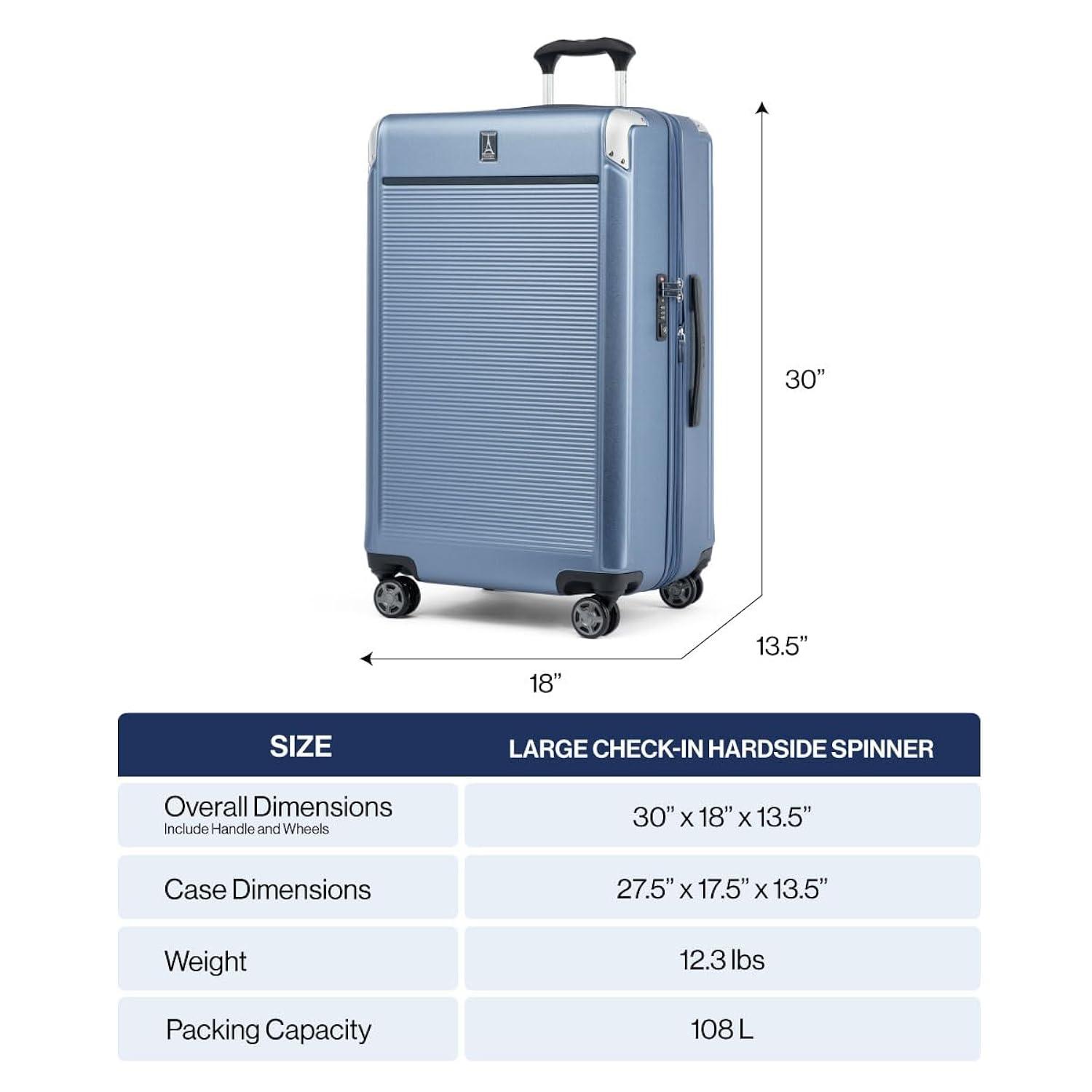 Travelpro Platinum Elite Hardside Expandable Checked Luggage, 8 Wheel Spinner, TSA Lock, Hard Shell Polycarbonate Suitcase, True Navy Blue, Checked Large 28-Inch