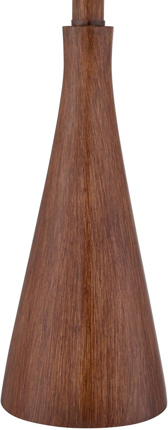 360 Lighting Fraiser 23 1/2" High Cone Small Mid Century Modern Accent Table Lamps Set of 2 Brown Wood Finish Living Room Bedroom Oatmeal Shade