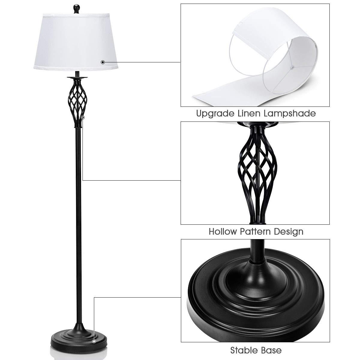 Lalia Home Crystal Drop Table and Floor Lamp Set Metallic Silver : Metallic Silver, Brushed Nickel Base ,Modern Lighting