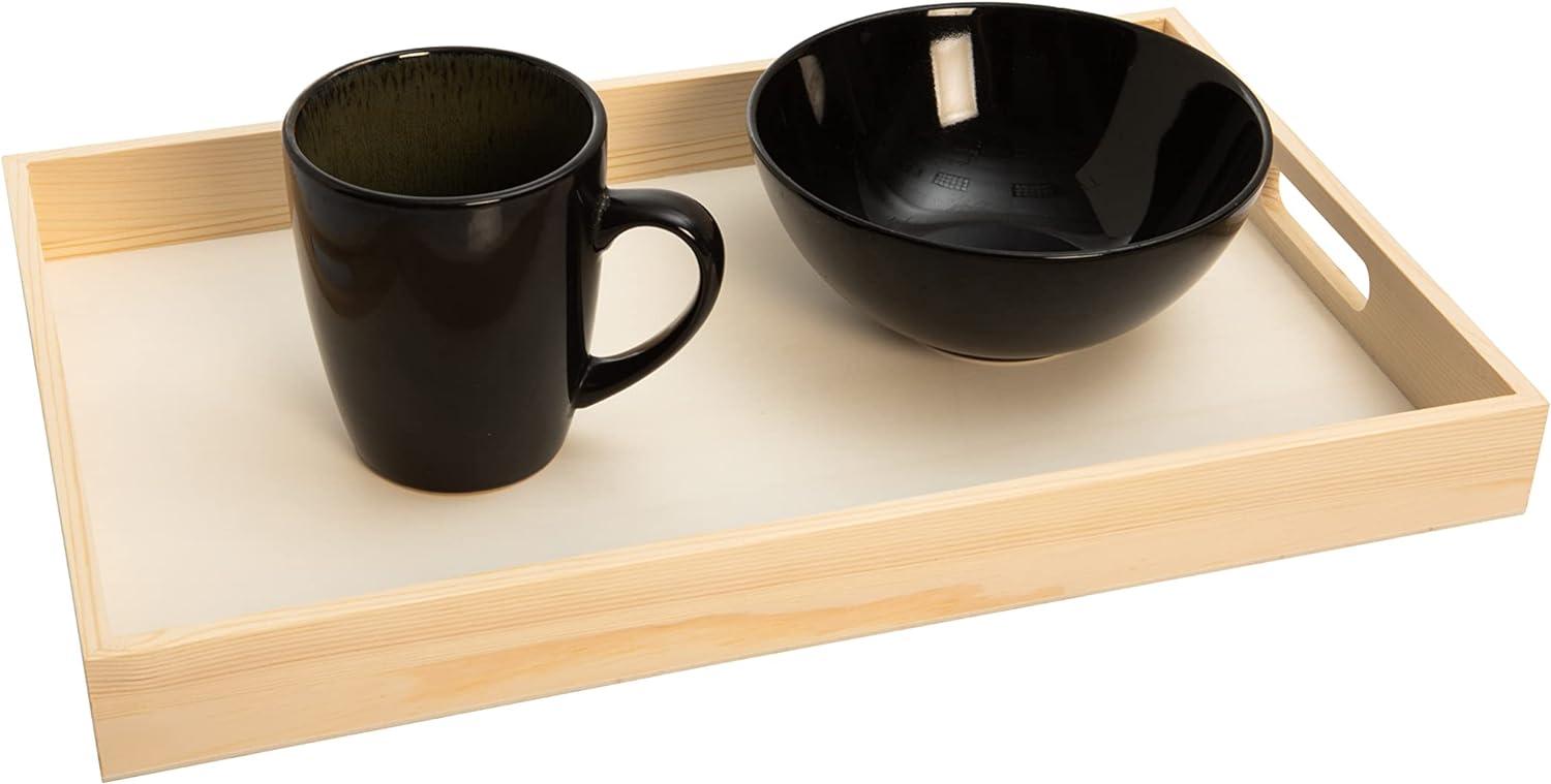 Natural Wood Rectangular Nested Serving Trays with Handles, Set of 5