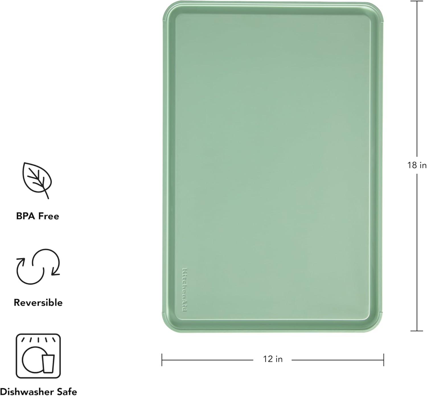 KitchenAid 12x18 Poly Cutting Board, Perimeter Trench, Non Slip Edges, Dishwasher Safe Pistachio