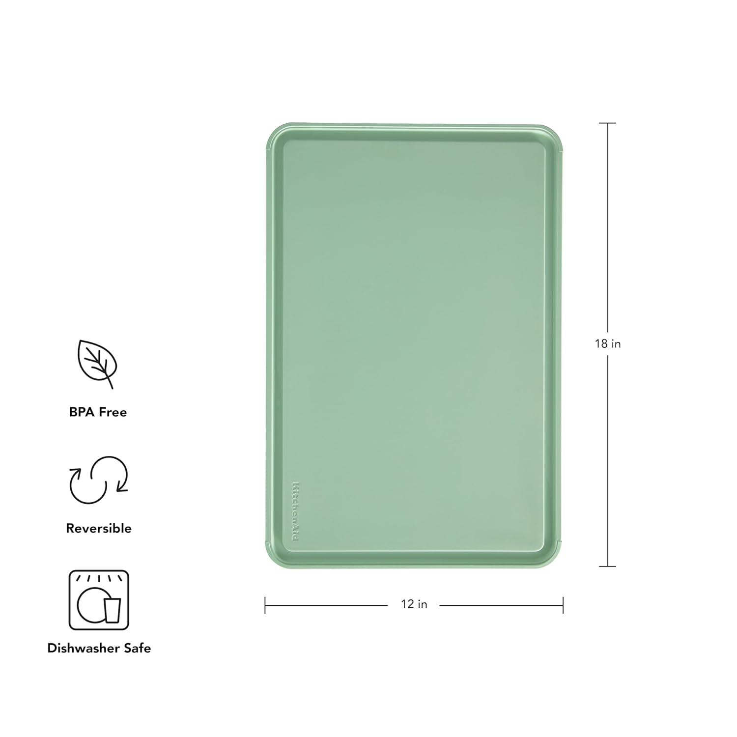 KitchenAid 12x18 Poly Cutting Board, Perimeter Trench, Non Slip Edges, Dishwasher Safe Pistachio