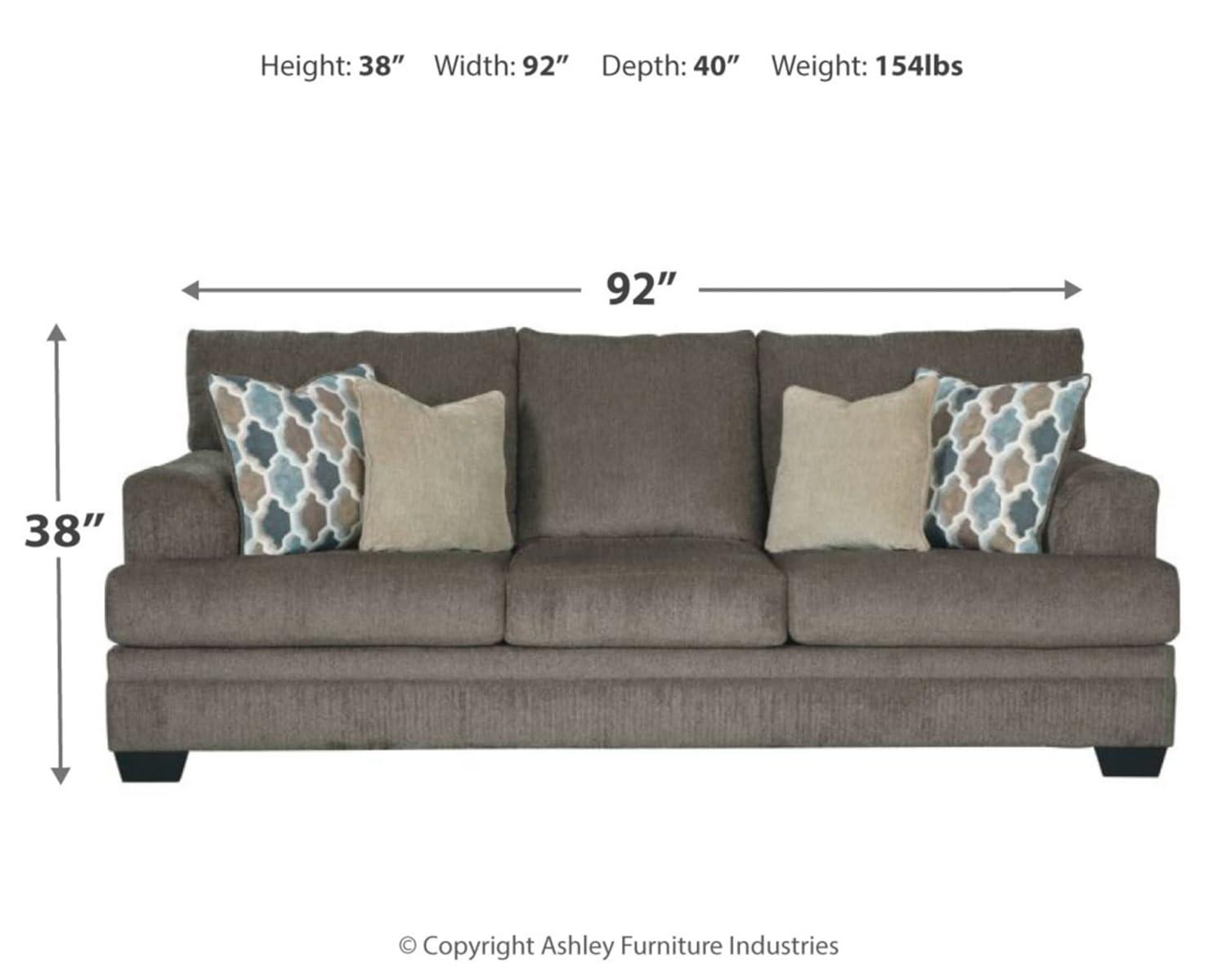Contemporary 92'' Gray Fabric Queen Sofa with Removable Cushions
