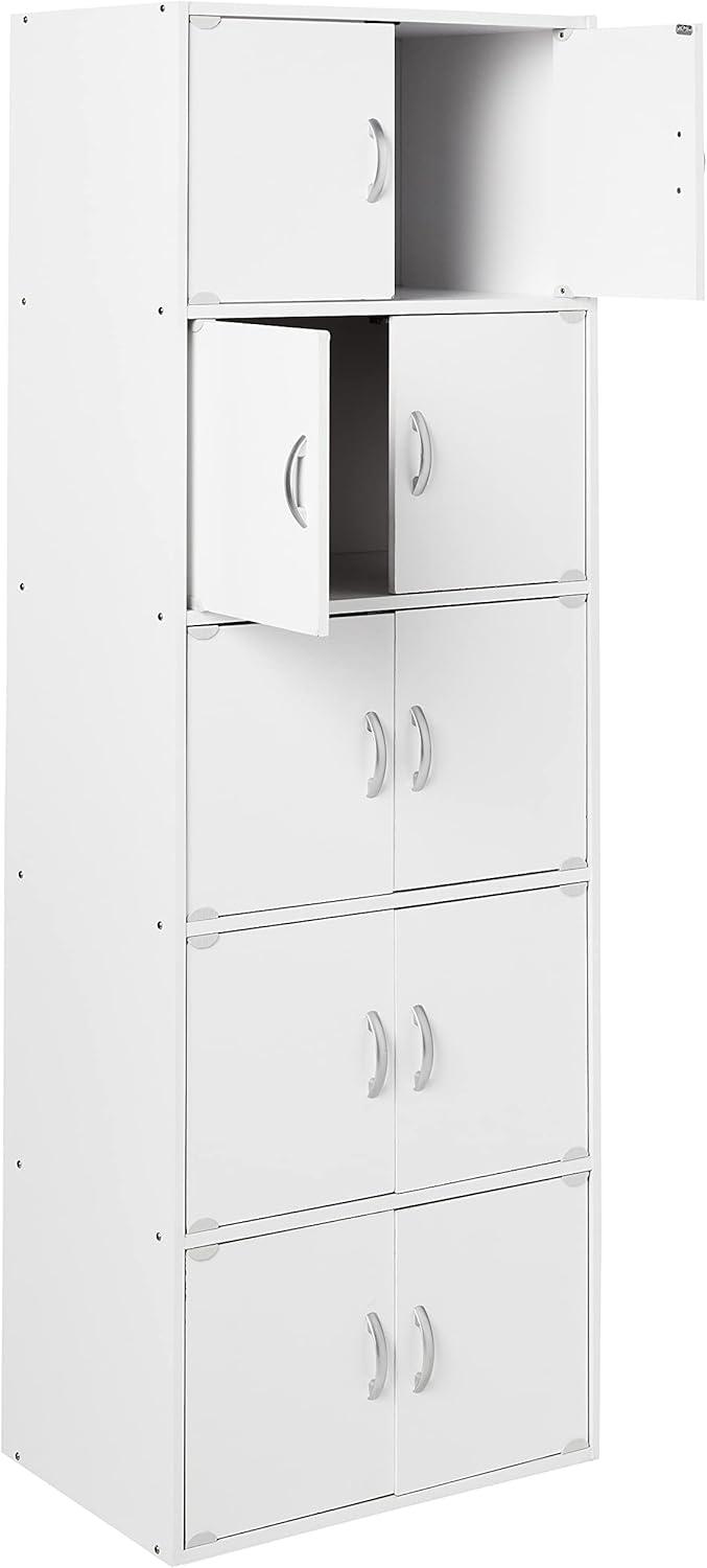 70.1" White Lockable Office Storage Cabinet with Shelves