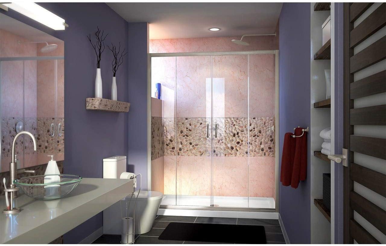 Visions 56" W x 72" H Double Sliding Semi-Frameless Shower Door