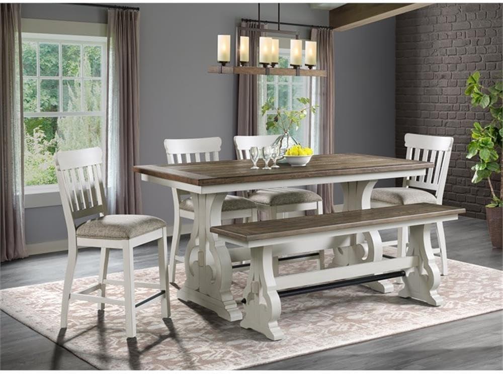 Intercon Table, 36x76 Counter Height in Rustic White & French Oak