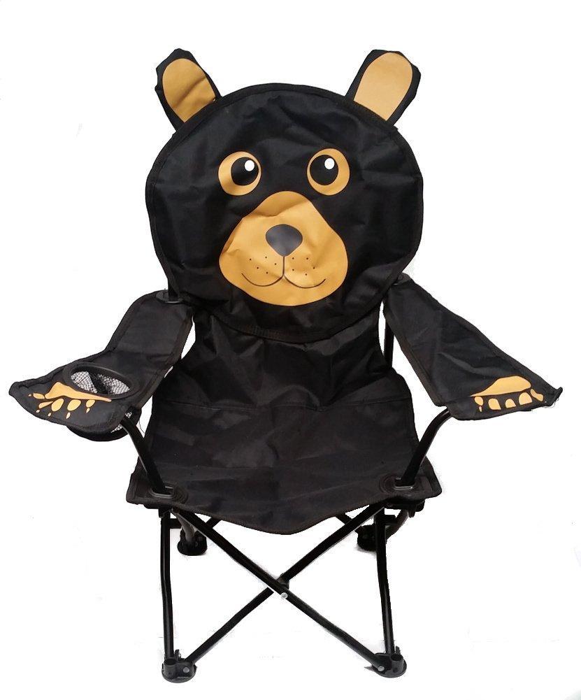 Black Bear Kids Folding Camp Chair with Cup Holder and Carry Bag