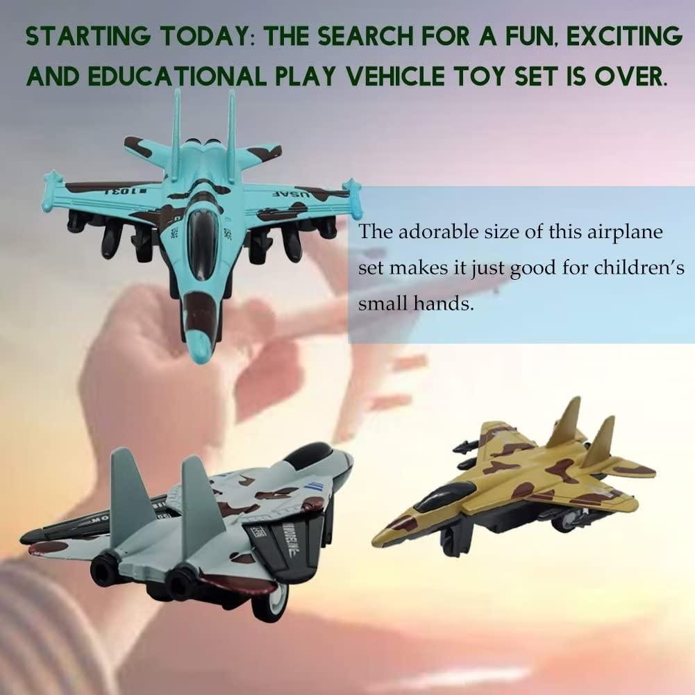 4PCS Diecast Fighter Jets Pullback Airplane Toys Military Plane Fighter Toys Alloy Mini Air Force Kids Playset Birthday Xmas Gifts for Boys and Girls