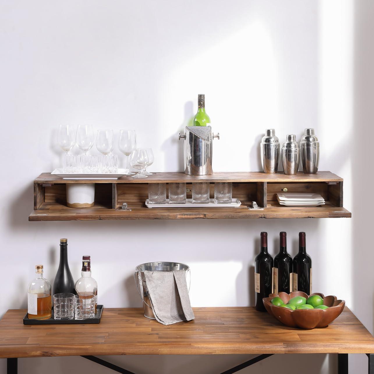 Northbeam Distressed Floating Shelf Set Hidden Storage Shelves Rustic 11.00 x 48.00 in, 3 Count