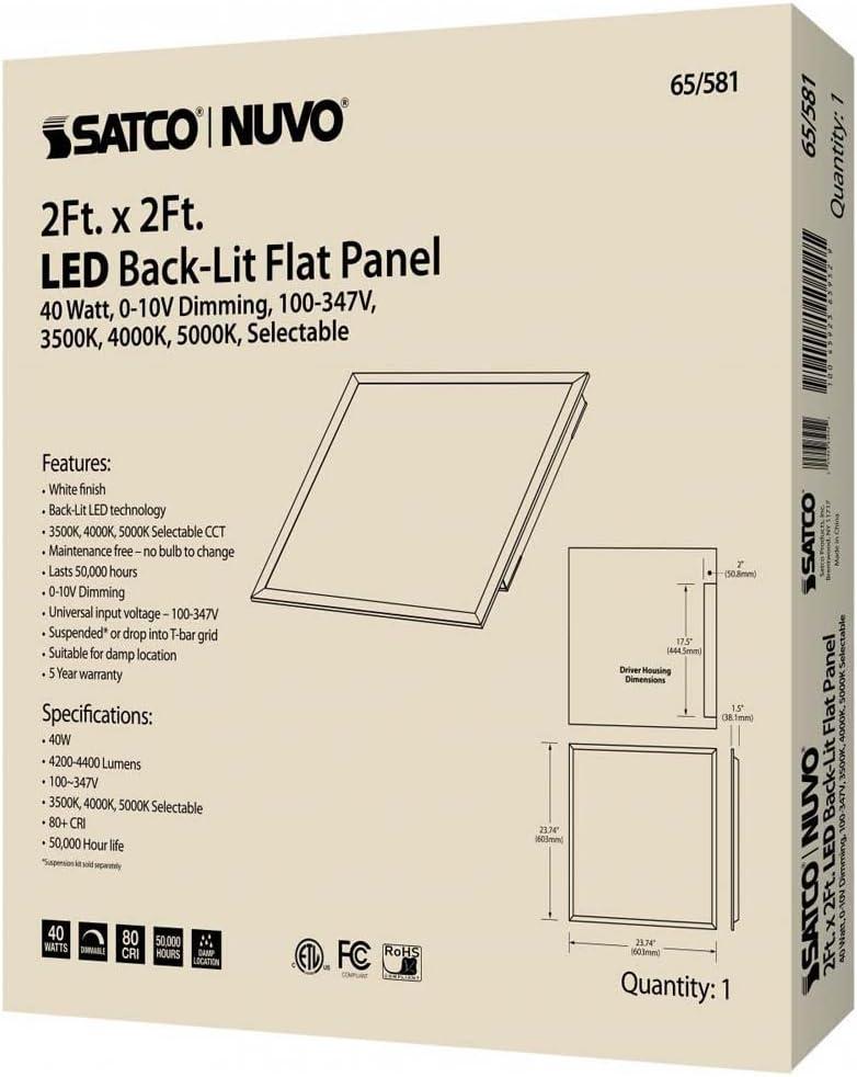 White Aluminum 24" Square LED Backlit Flat Panel Light