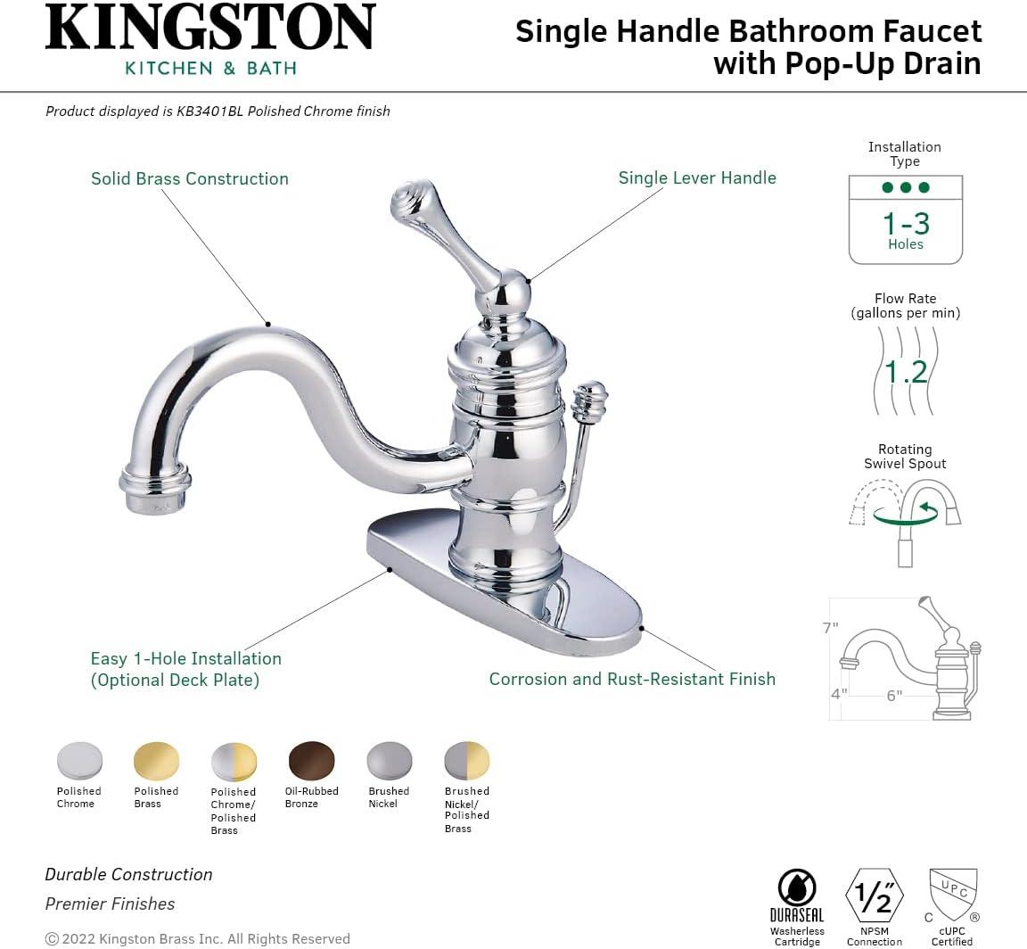 Victorian Single Hole Bathroom Faucet with Drain Assembly