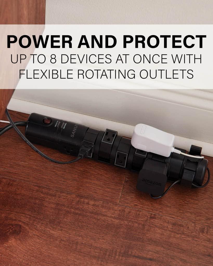 SANUS Surge Protected Power Strip with 6 rotating and 2 fixed outlets