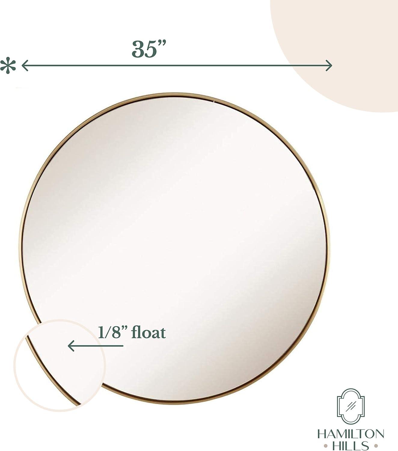 Hamilton Hills Contemporary Brushed Metal Gold Wall Mirror Glass Panel Gold