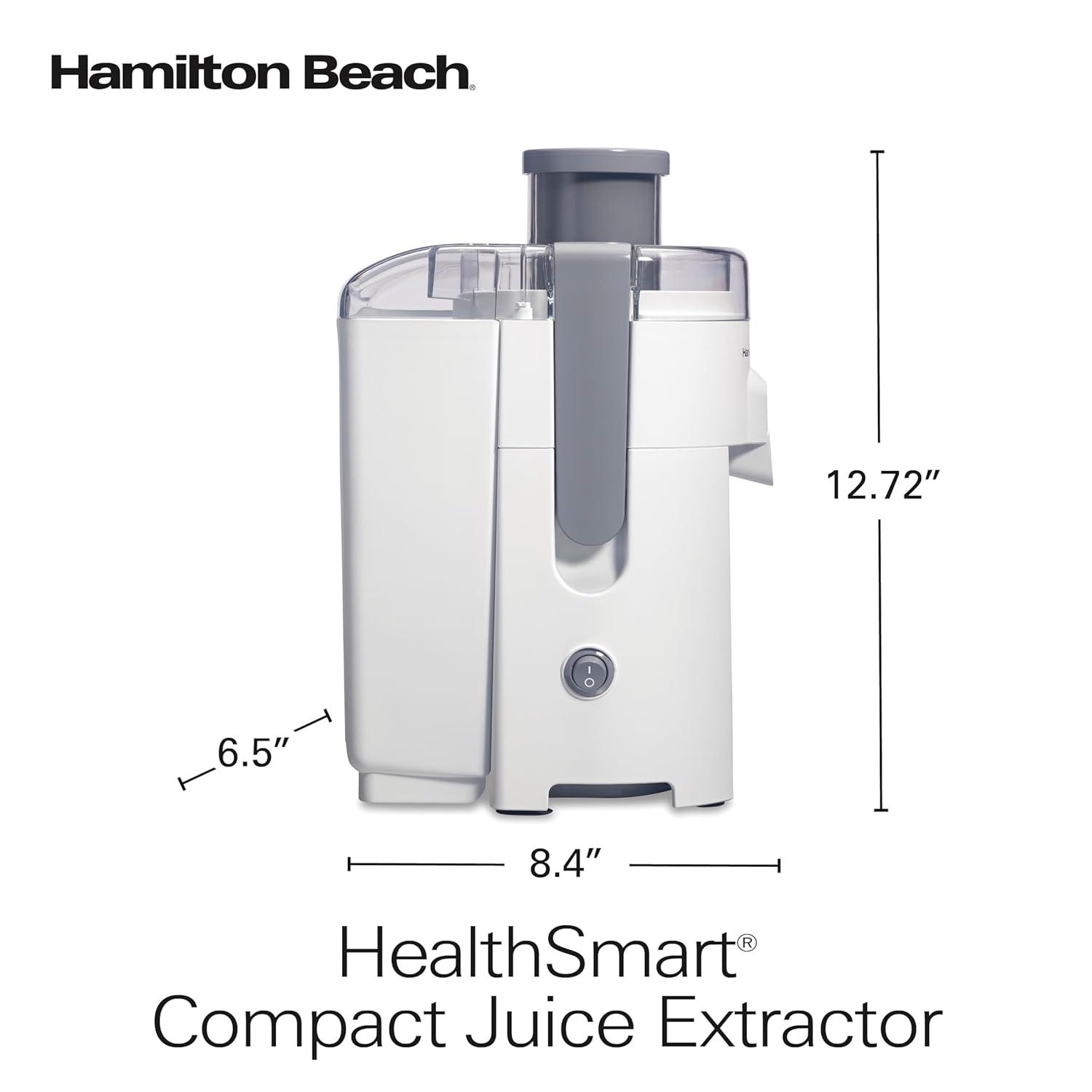 HealthSmart Juicer Machine, Compact Centrifugal Extractor, 2.4” Feed Chute for Fruits and Vegetables, Easy to Clean, BPA Free, 400W, White (67501)