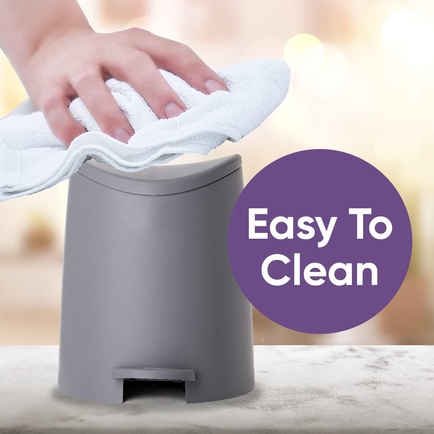 Gray Plastic Mini Bathroom Trash Can with Pedal