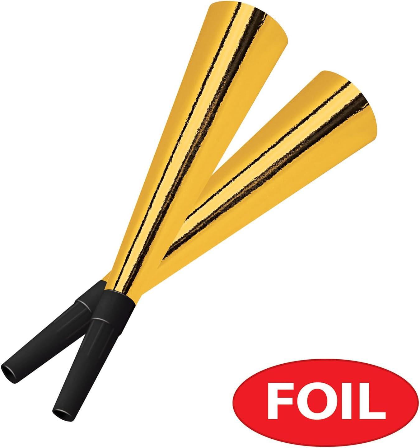 Beistle Sparking Gold Horns, Festive Party Horns, Noisemakers for Celebrations, Birthdays, NYE and Events, Pack of 12