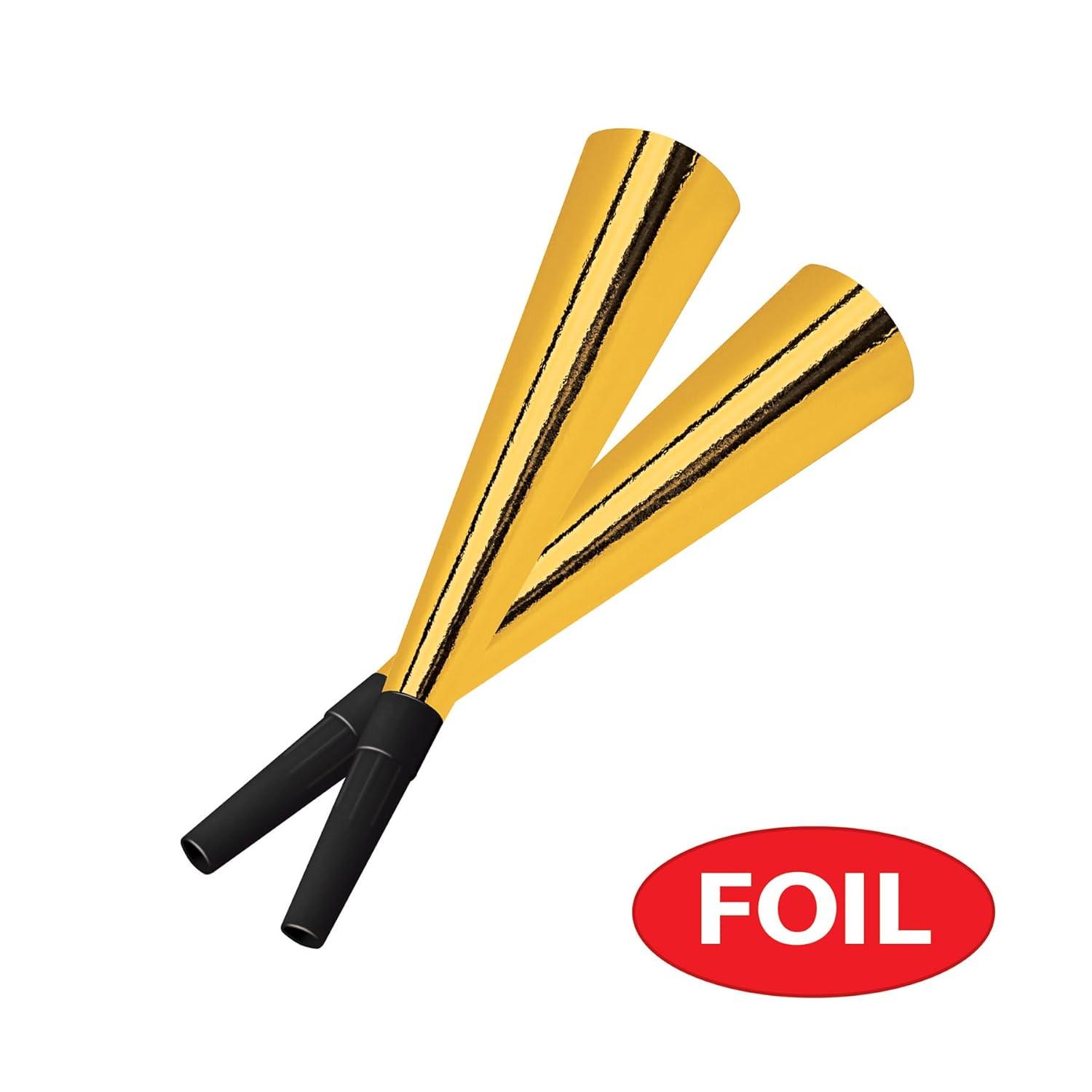 Beistle Sparking Gold Horns, Festive Party Horns, Noisemakers for Celebrations, Birthdays, NYE and Events, Pack of 12