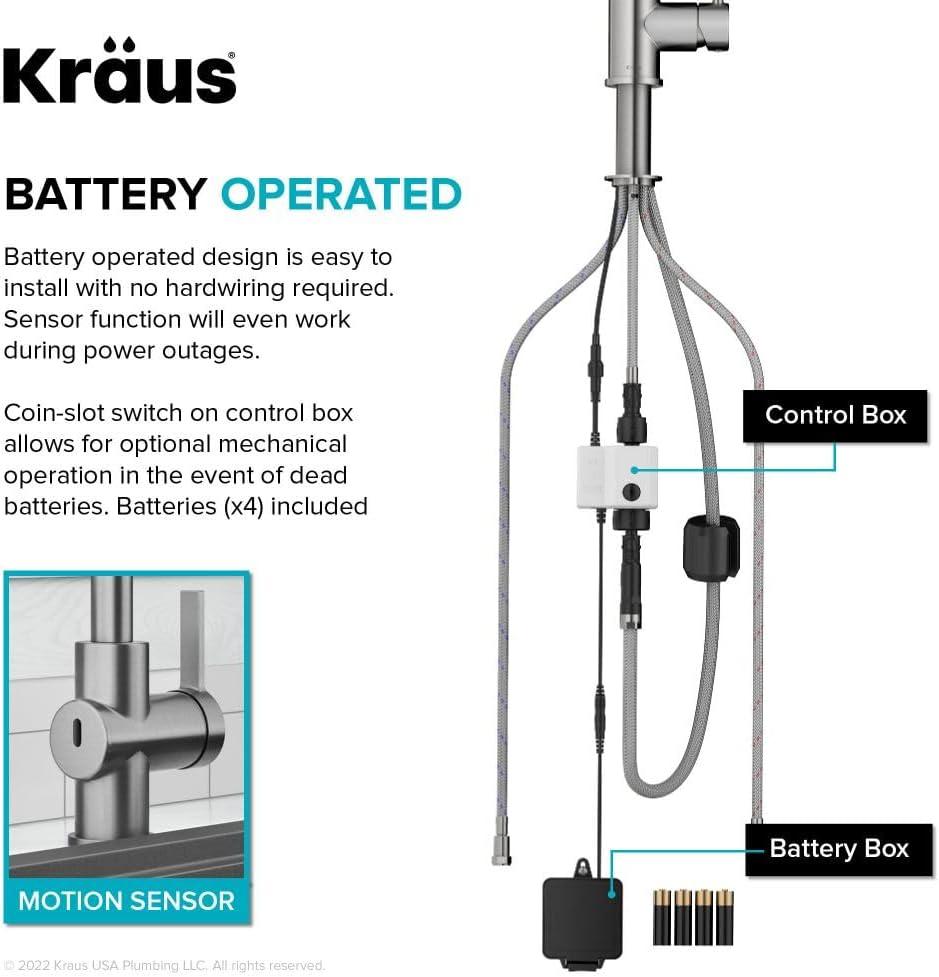 KRAUS Britt Touchless Sensor Commercial Single Handle Pull Down Kitchen Faucet