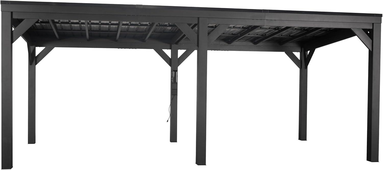 Stonebridge Black Galvanized Steel Outdoor Gazebo with Hardtop Roof