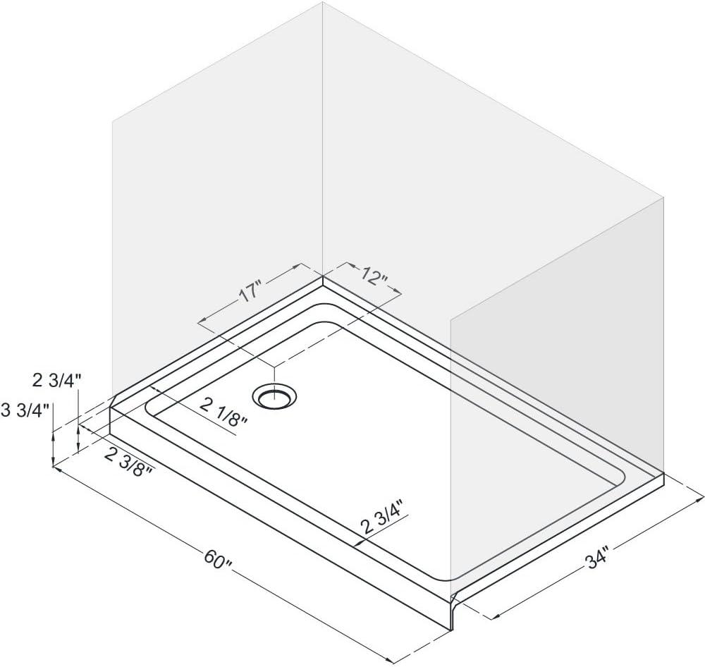 SlimLine 60" x 34" Single Threshold Shower Base