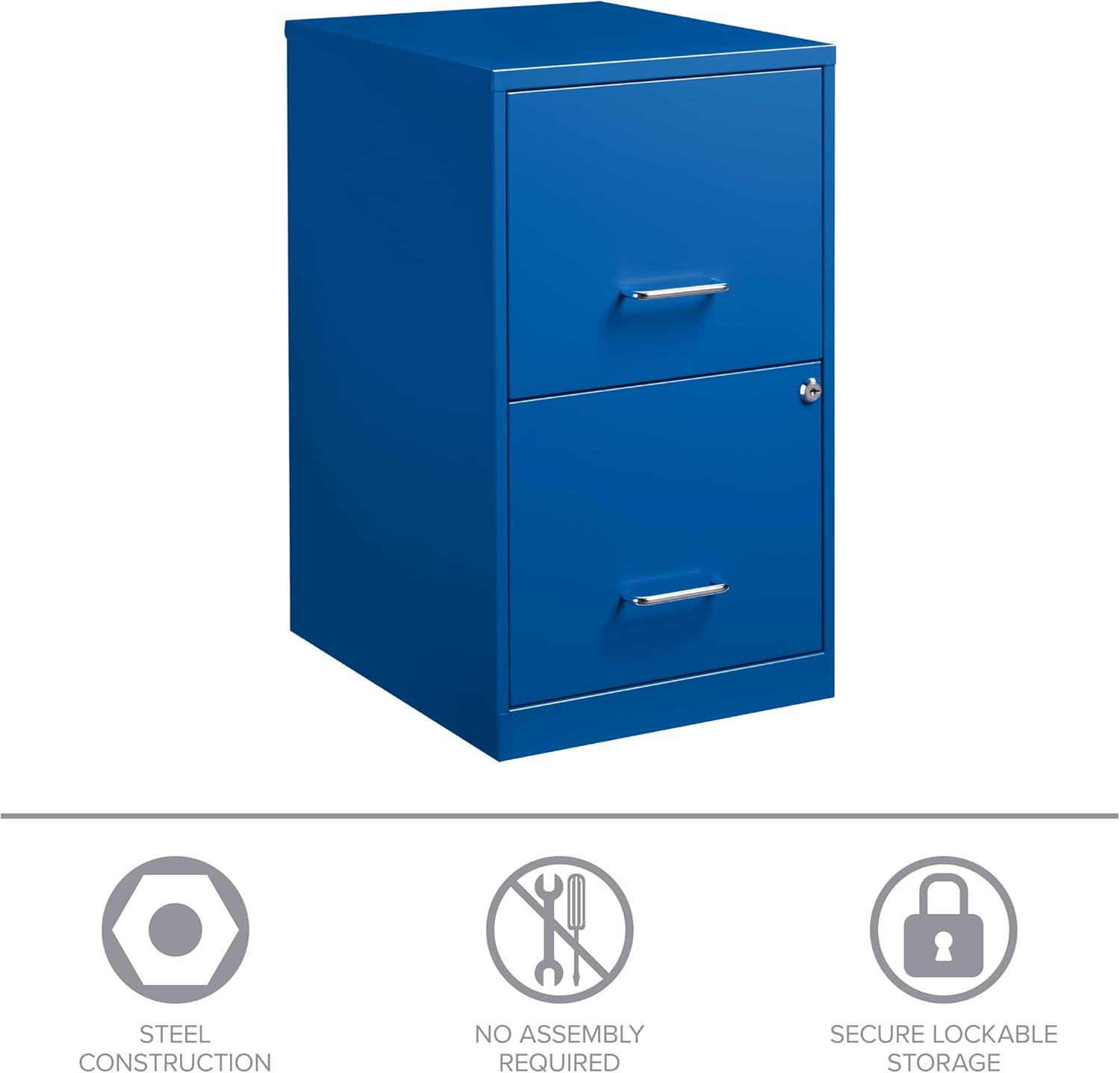Space Solutions 18" 2 Drawer Metal File Cabinet Classic Blue