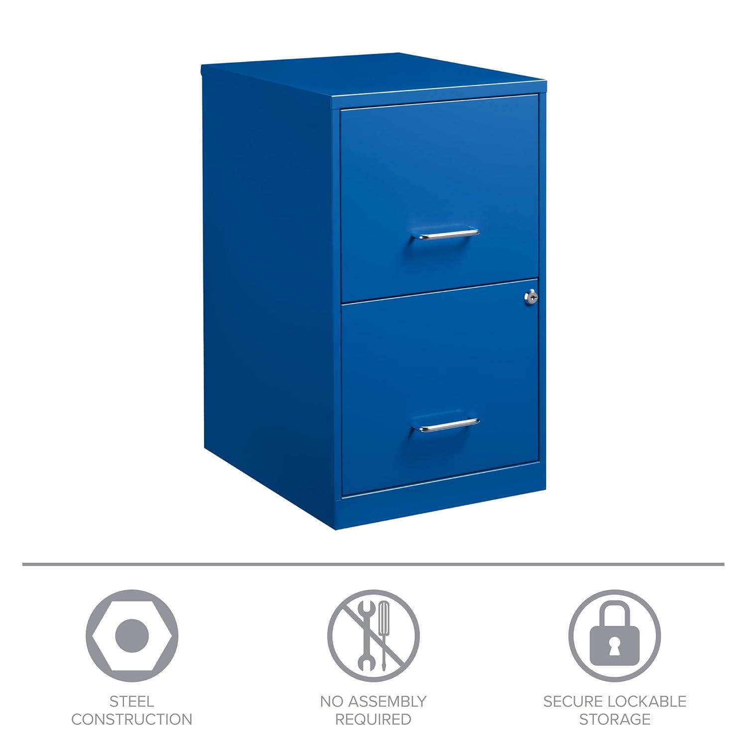 Space Solutions 18" 2 Drawer Metal File Cabinet Classic Blue