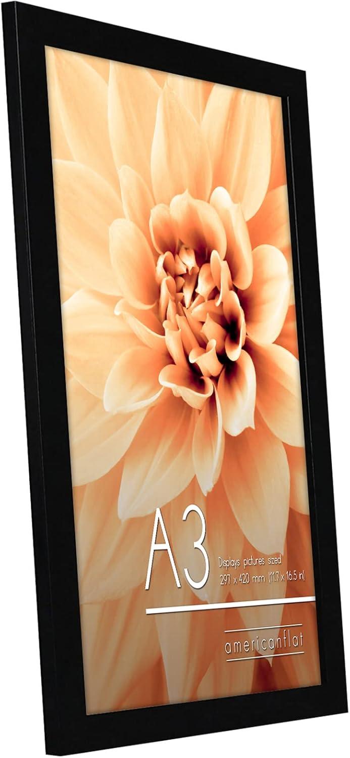 Americanflat A3 Picture Frame with Shatter-Resistant Glass - Set of 2 - 11.7x16.5 Frame with Engineered Wood - Signature Collection - Black
